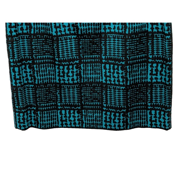 Carlisle Skirt 8 Turquoise Black Abstract Plaid Cotton Lined Dark Academia Prep - Picture 6 of 9